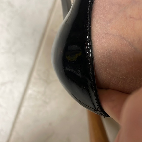 RACHEL ZOE Sam black patent leather 3 strap heeled pump point toe size 10 - Picture 17 of 17